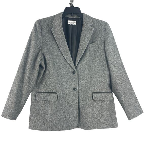 Pendleton Womens Blazer Jacket Sportscoat Wool Herringbone Grey *XL Business - Picture 1 of 15